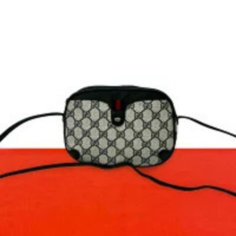 Gucci Sherry GG Leather Shoulder Bag Pouch Clutch Navy Blue